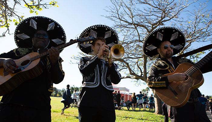 Three members of a mariachi band